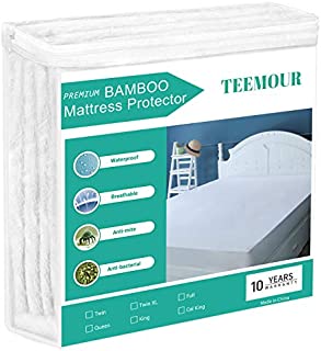 Mattress Protector Cal King Size 100% Waterproof Mattress Protector Cooling Mattress Protector Babmboo Terry Surface- Fitted 8-21 Deep Pocket - Breathable, Noiseless and Vinyl Free