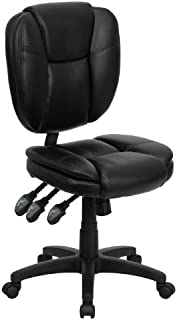 Flash Furniture Mid-Back Black LeatherSoft Multifunction Swivel Ergonomic Task Office Chair with Pillow Top Cushioning