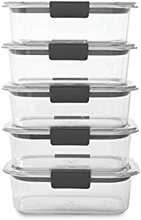 Rubbermaid Brilliance Food Storage Container, BPA free Plastic, Medium, 3.2 Cup, 5 Pack, Clear