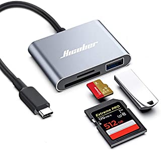 Hicober USB C to SD Card Reader, Micro SD Memory Card Reader, Type C to SD Card Reader Adapter 2TB Capacity for MacBook Camera Android Windows Linux and Other Type C Device-Space Grey