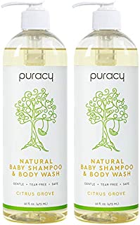 Puracy Natural Shampoo & Body Wash, Plant-Derived Baby Shampoo & Baby Wash, Gentle Soap for Sensitive Skin, Tear-Free, 16 Fl Oz (2-Pack)