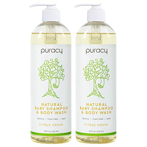 Puracy Natural Shampoo & Body Wash, Plant-Derived Baby Shampoo & Baby Wash, Gentle Soap for Sensitive Skin, Tear-Free, 16 Fl Oz (2-Pack)