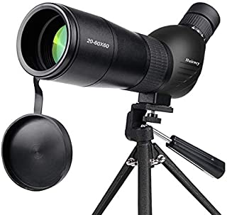 Spotting Scope,Huicocy 20-60x60mm Zoom 39-19m/1000m Fully Multi Coated Optical Lens Fogproof and Movably Eyepiece Rubber Design Telescope with Quick Smartphone Mount Kit and Tabletop Tripod for Target