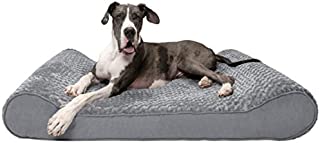 Furhaven Pet Dog Bed - Orthopedic Ultra Plush Faux Fur Ergonomic Luxe Lounger Cradle Mattress Contour Pet Bed with Removable Cover for Dogs and Cats, Gray, Giant