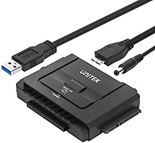 Unitek USB 3.0 to IDE and SATA Converter External Hard Drive Adapter Kit for Universal 2.5/3.5 HDD/SSD Hard Drive Disk, One Touch Backup Function and Restore Software, Included 12V/2A Power Adapter