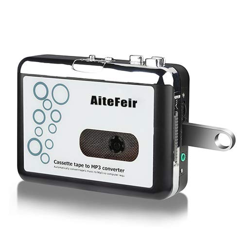 Feir Cassette Converter Portable Cassette to MP3 Converter Stereo USB Cassette Digital Tape MP3 Music Player to MP3 Format with Headphones No PC Required