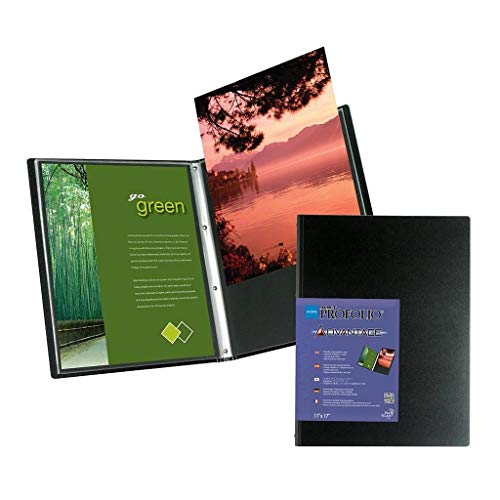 Itoya AD24-12 Art Profolio Advantage Presentation Book, 24 Sheet Protectors with Black Mounting Paper, 11 X 17 inches, Black