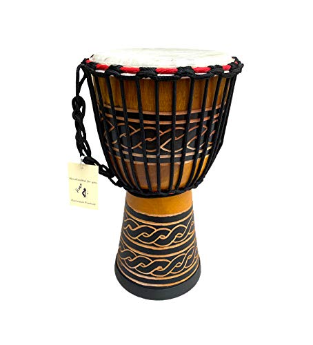 JIVE BRAND Djembe Drum Bongo Congo African Mahogany Wood Drum With Heavy Base Goat Skin Drum Head Hand Carved Professional Quality - 16