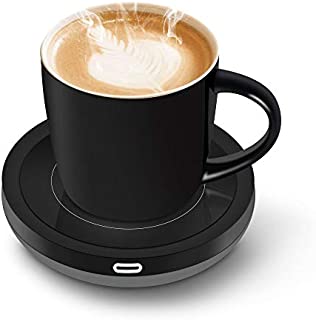 BESTINNKITS Smart Coffee Set Auto On/Off Gravity-induction Mug Office Desk Use, Candle Wax Cup Warmer Heating Plate (Up To 131F/55C), 14oz