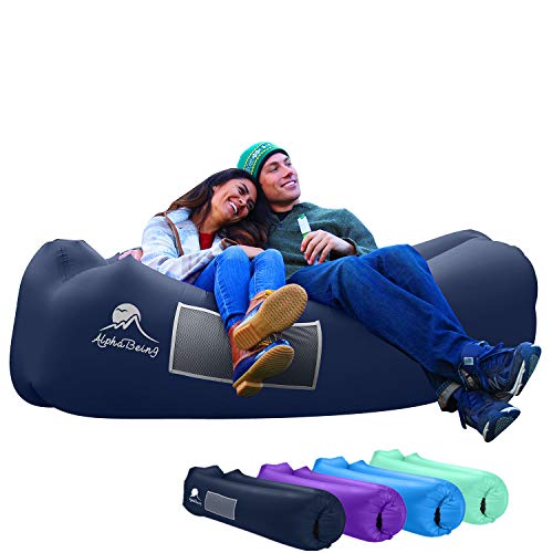 AlphaBeing Inflatable Lounger - Best Air Lounger for Travelling, Camping, Hiking - Ideal Inflatable Couch for Pool and Beach Parties - Perfect Air Chair for Picnics or Festivals