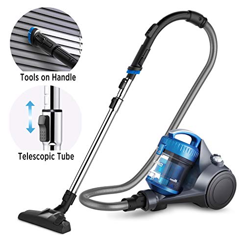 Eureka NEN110A Whirlwind Bagless Canister Vacuum Cleaner, Lightweight Corded Vacuum for Carpets and Hard Floors, Blue