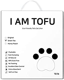 K KAMY'S ZOO I AM TOFU - Tofu Cat Litter, Natural Flushable Extra Clumping Pellet Litter, 18lb (Green Tea)