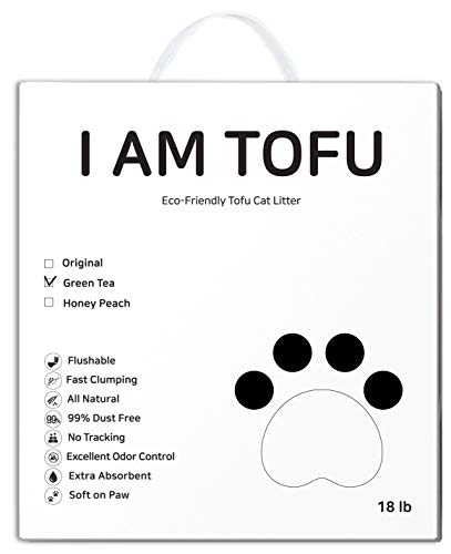 K KAMY'S ZOO I AM TOFU - Tofu Cat Litter, Natural Flushable Extra Clumping Pellet Litter, 18lb (Green Tea)