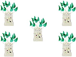 GoldGiftIdeas Silver Plated Tulsi Plant, Pooja Items for Home, Religious Return Gift for Wedding and Housewarming with Designer Potli Bags (Pack of 5)