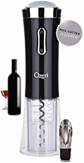 Ozeri Nouveaux II Electric Wine Opener in Black, with Foil Cutter, Wine Pourer and Stopper