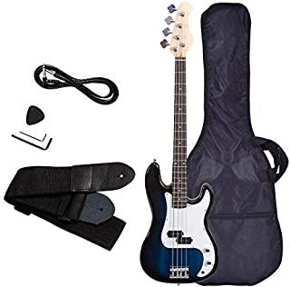 Electric Bass Guitar, Safeplus Starters Acoustic Guitar Full Size 4 String Package with Guitar Bag, Strap, Guitar pick, Amp cord