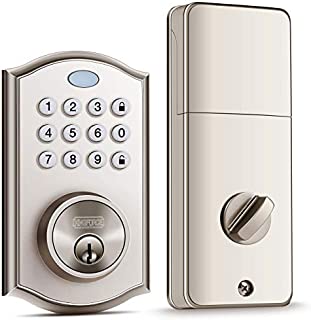 Keyless Entry Door Lock, Handy to Install & Programme Keypad Deadbolt, Electronic Door Locks with Auto-Alarm & Auto-Lock Function for Safety, 50 Customizable User Codes & Back-Lit Smart Door Lock