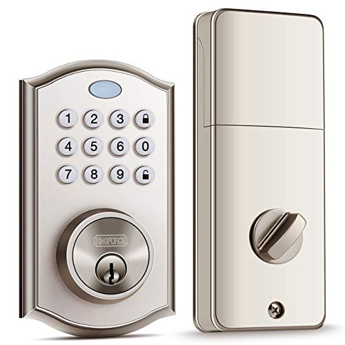 Keyless Entry Door Lock, Handy to Install & Programme Keypad Deadbolt, Electronic Door Locks with Auto-Alarm & Auto-Lock Function for Safety, 50 Customizable User Codes & Back-Lit Smart Door Lock