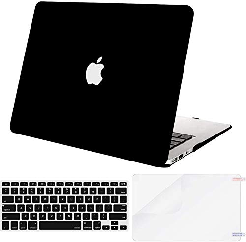 MOSISO Plastic Hard Shell Case & Keyboard Cover & Screen Protector Only Compatible with MacBook Air 13 inch (Models: A1369 & A1466, Older Version 2010-2017 Release), Black