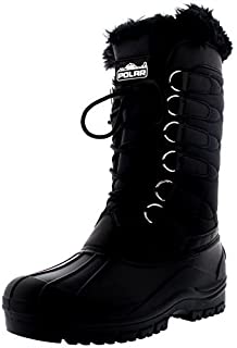 POLAR Womens Nylon Cold Weather Outdoor Snow Duck Winter Rain Lace Boot - 8 - BLK39 YC0132