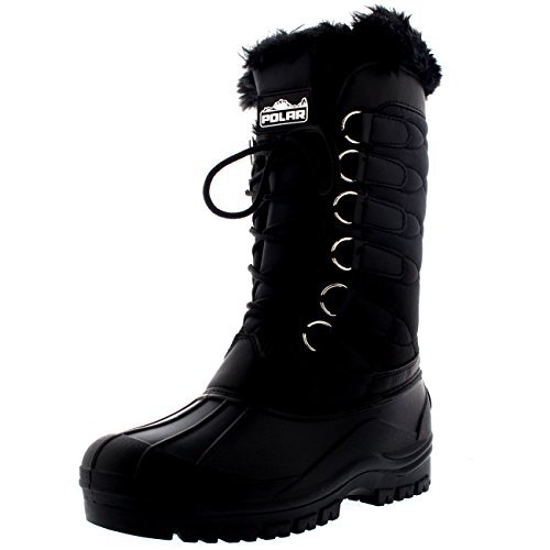 POLAR Womens Nylon Cold Weather Outdoor Snow Duck Winter Rain Lace Boot - 8 - BLK39 YC0132