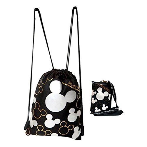 Disney Mickey Mouse Drawstring Backpack & Lanyard 2 Pack Silver