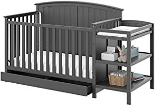 Storkcraft Steveston 4-IN-1 Convertible Crib and Changer with Drawer, Gray Easily Converts to Toddler Bed, Day Bed or Full Bed, 3 Position Adjustable Height Mattress