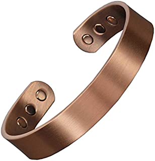 Holistic Magnets® Magnetic Bracelet Mens Womens X-Large Copper Bracelet for Arthritis Pain Relief Natural Magnetic Therapy Solid Copper Cuff (CB)-Classic (XL: Wrist 8-9.5 inch)