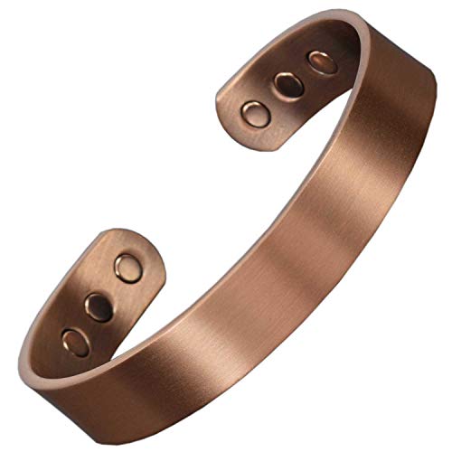 Holistic Magnets® Magnetic Bracelet Mens Womens X-Large Copper Bracelet for Arthritis Pain Relief Natural Magnetic Therapy Solid Copper Cuff (CB)-Classic (XL: Wrist 8-9.5 inch)