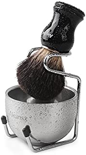 Pure Badger Hair Shaving Brush, AKUNSZ Shaving Kit for Men: Black Handle Shaving Brush for Men + 3.2