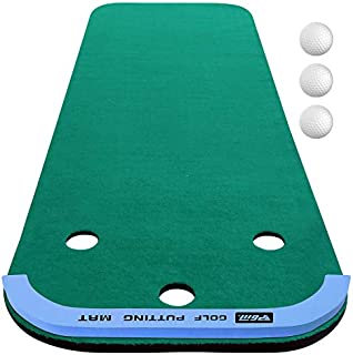 PGM Golf Professional Indoor Putting Mat for Home & Office Use Portable Outdoor Practice Putting Green Backyard Golf Training Mat with Holes Perfect Putting Game for Men & Kids Golf Gift