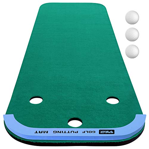 PGM Golf Professional Indoor Putting Mat for Home & Office Use Portable Outdoor Practice Putting Green Backyard Golf Training Mat with Holes Perfect Putting Game for Men & Kids Golf Gift