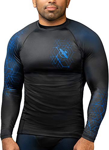 Hayabusa Geo Long Sleeve Jiu Jitsu Rashguard - Blue, L