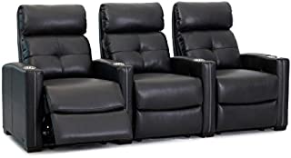 Octane Seating Cloud XS850 Home Theatre Chairs - Black Bonded Leather - Manual Recline - Straight Row 3 Seats - Space Saving Design