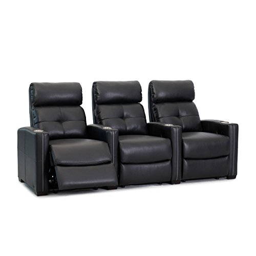 Octane Seating Cloud XS850 Home Theatre Chairs - Black Bonded Leather - Manual Recline - Straight Row 3 Seats - Space Saving Design