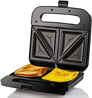 Ovente Electric Breakfast Sandwich Grill Maker Nonstick Cast Iron Toaster Plates, Portable 750 Watts Easy Cooking Grilling and Compact, Perfect for Grilled Cheese Egg Omelette Bread, Black GPS401B