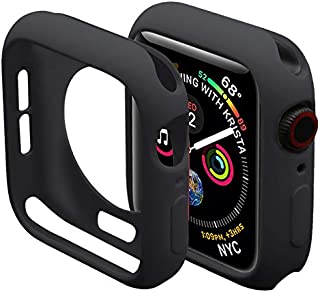 Miimall Compatible Apple Watch Case Series 4 5 6 SE 40mm, Durable Flexible TPU Protective Bumper Cover for Apple Watch Series 6 5 Series 4 40mm Case Black