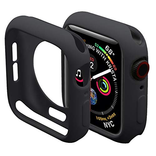 Miimall Compatible Apple Watch Case Series 4 5 6 SE 40mm, Durable Flexible TPU Protective Bumper Cover for Apple Watch Series 6 5 Series 4 40mm Case Black