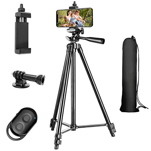 Phone Tripod, 51 Extendable Lightweight Aluminum Phone Tripod Stand with Cell Phone Mount Holder & Bluetooth Remote, T
</p>
                                                            </div>
                            <div class=