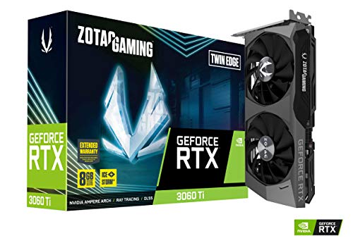 ZOTAC Gaming GeForce RTX 3060 Ti Twin Edge 8GB GDDR6 256-bit 14 Gbps PCIE 4.0 Gaming Graphics Card, IceStorm 2.0 Advanced Cooling, Active Fan Control, ZT-A30610E-10M