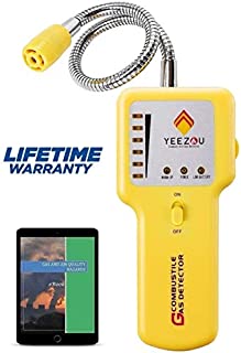 Y201 Propane and Natural Gas Leak Detector; Portable Gas Sniffer to Locate Gas Leaks of Combustible Gases like Methane, LPG, LNG, Fuel, Sewer Gas; w/ Flexible Sensor Neck, Sound & LED Alarm, eBook