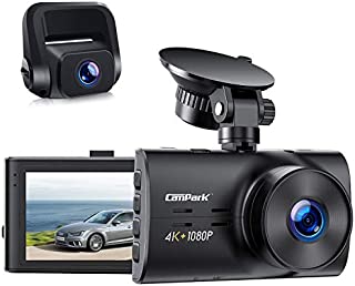 Campark Dual Dash Cam Native 4K&1080P Front and Rear Car Camera, H.265, Night Vision, Loop Recording, Parking Monitor, G-Sensor, Support 256GB