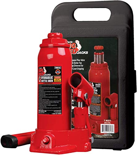 BIG RED T90213 Torin Hydraulic Welded Bottle Jack with Blow Mold Carrying Storage Case, 2 Ton (4,000 lb) Capacity, Red