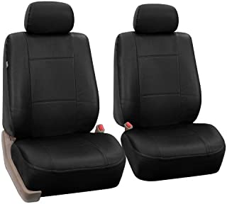 FH Group Universal Fit Front Car Seat Cover - Faux Leather (Black), Set of 2