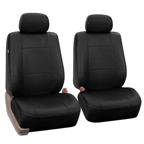 FH Group Universal Fit Front Car Seat Cover - Faux Leather (Black), Set of 2