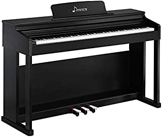 Donner DDP-100 88-Key Weighted Action Digital Piano, Beginner Bundle with Furniture Stand, Power Adapter, Triple Pedals, MP3 Function, Black