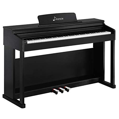 Donner DDP-100 88-Key Weighted Action Digital Piano, Beginner Bundle with Furniture Stand, Power Adapter, Triple Pedals, MP3 Function, Black