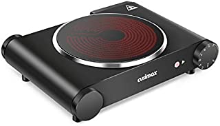 Cusimax Portable Electric Stove, 1200W Infrared Single Burner Heat-up In Seconds, 7 Inch Ceramic Glass Single Hot Plate Cooktop for Dorm Office Home Camp, Compatible w/All Cookware - Upgraded Version