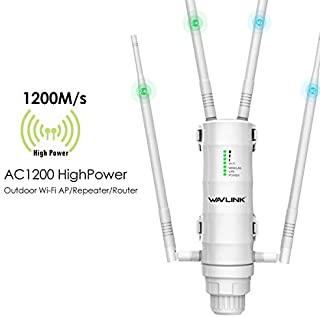 WAVLINK High Power Long Range Outdoor Wireless Access Point Weatherproof Dual Band 2.4+5G 1200Mbps Wi-Fi AP/WiFi Extender/Router 3 in 1, POE, Gigabit Port, No WiFi Dead Zones for Working from Home