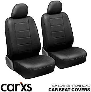 carXS UltraLuxe Faux Leather Car Seat Covers, Front Seats Only  Front Seat Cover Set, Padded for Comfort, Universal Fit for Cars Trucks Vans & SUVs (Black)